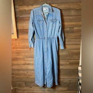 Vintage Western Denim Button Down Long Sleeve Dress by D. Frank Women’s Size 10
